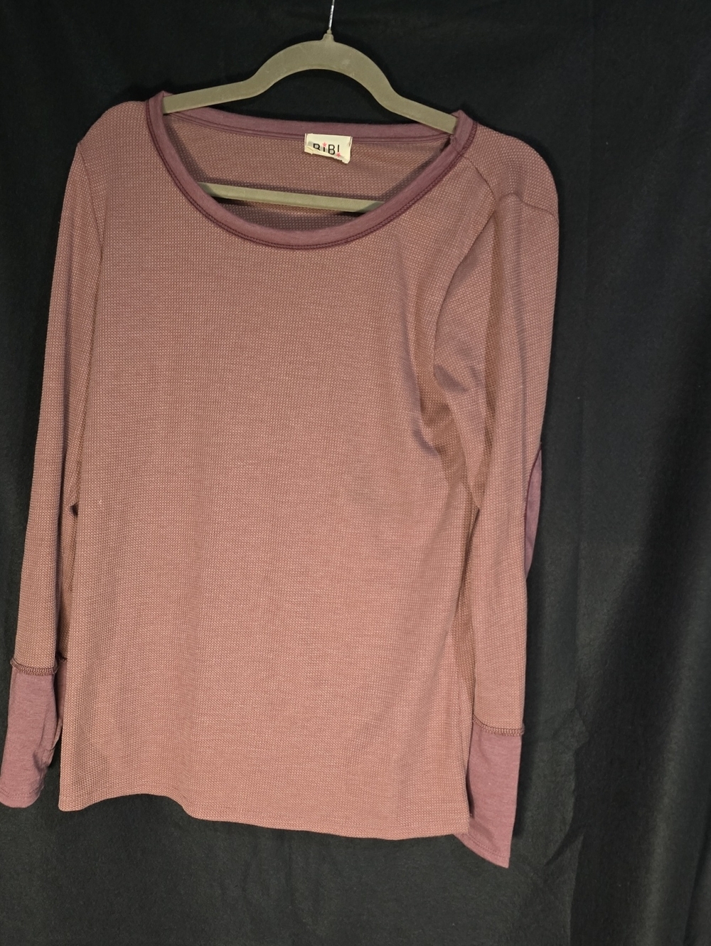 BiBi Dusty Mauve Waffle-Knit Long Sleeve Top